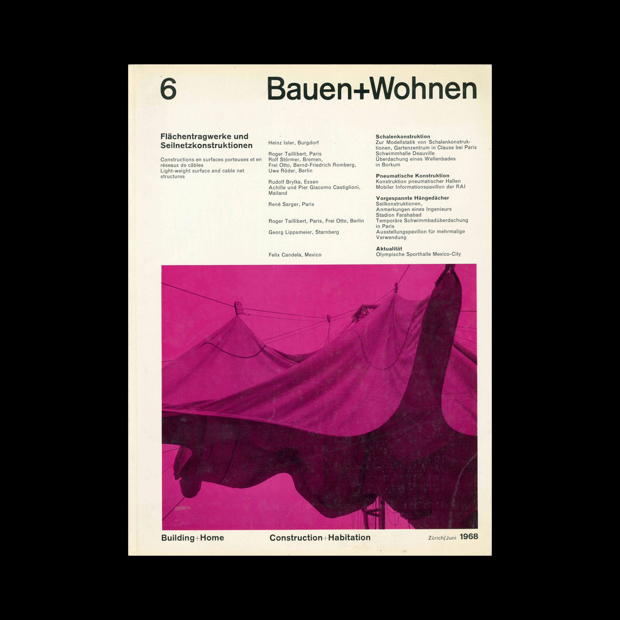 Bauen+Wohnen, 6, 1968. Designed by Emil Maurer