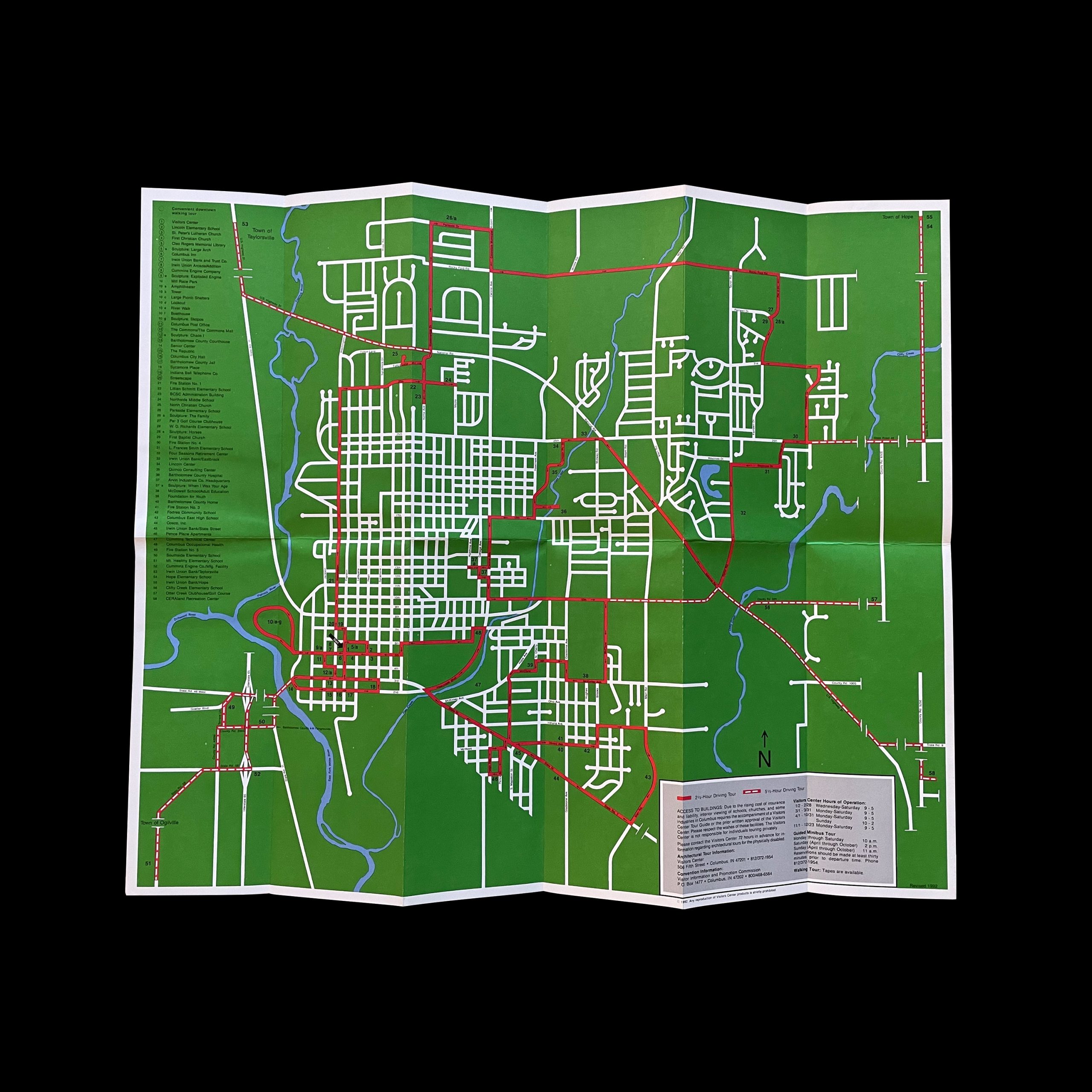 Architectural Tour Map, Columbus Indiana, 1991. Designed by Paul Rand