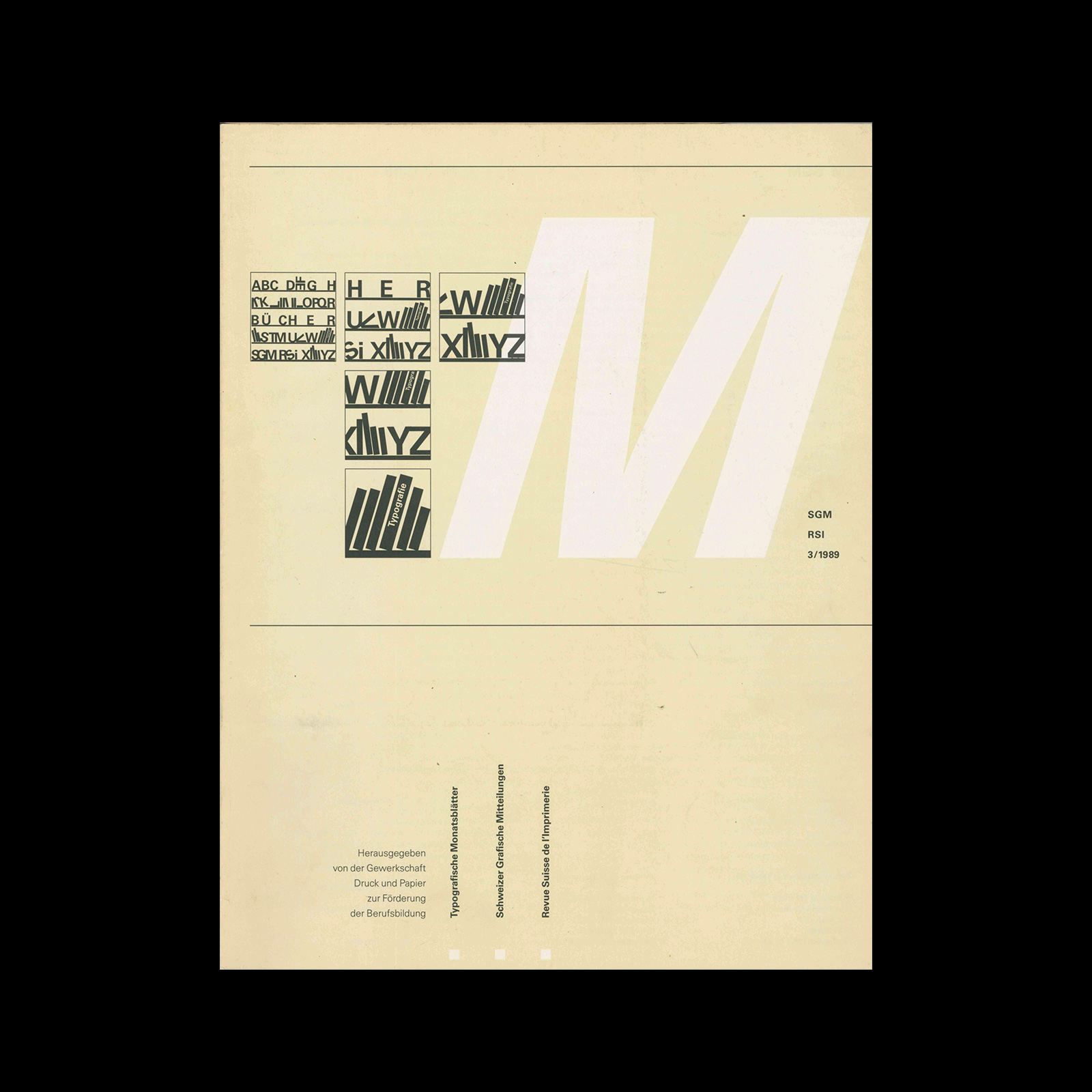 Typografische Monatsblätter, 3, 1989. Cover design by Heinrich Fleischhacker