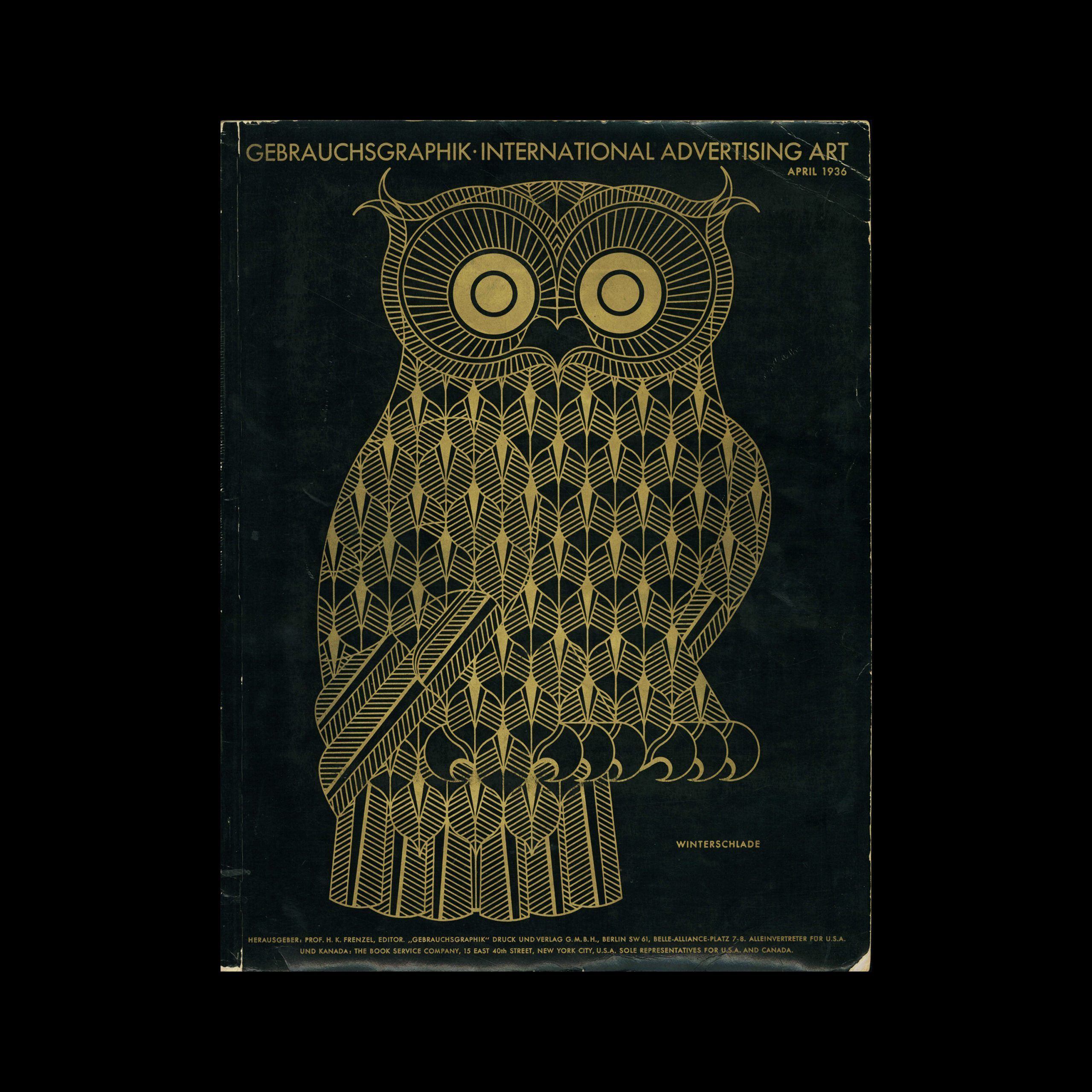 Gebrauchsgraphik, 4, 1936 1 Gebrauchsgraphik, 4, 1936. Cover design by Wilhelm Winterschlade