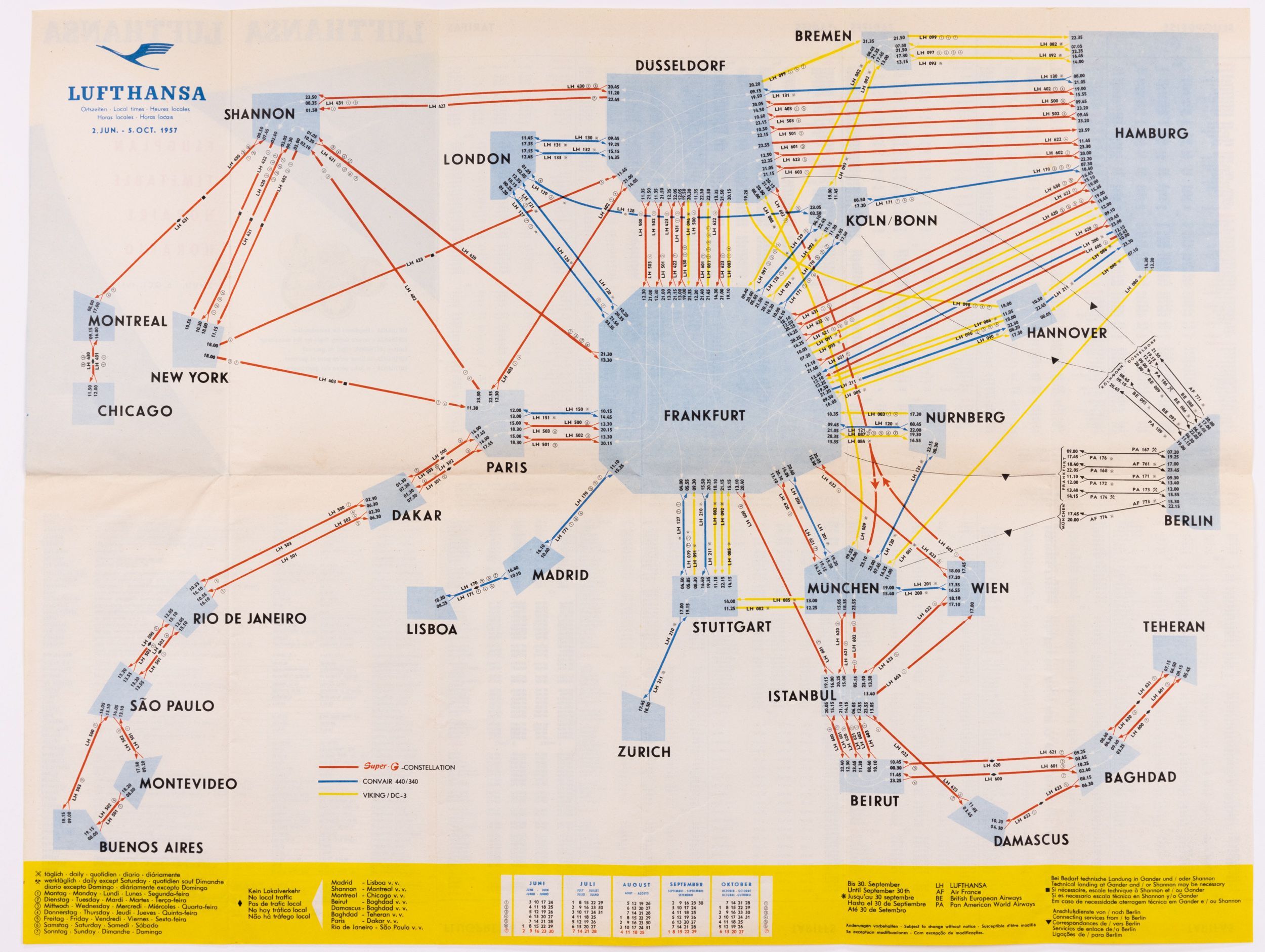 Lufthansa Diagram Map 1957