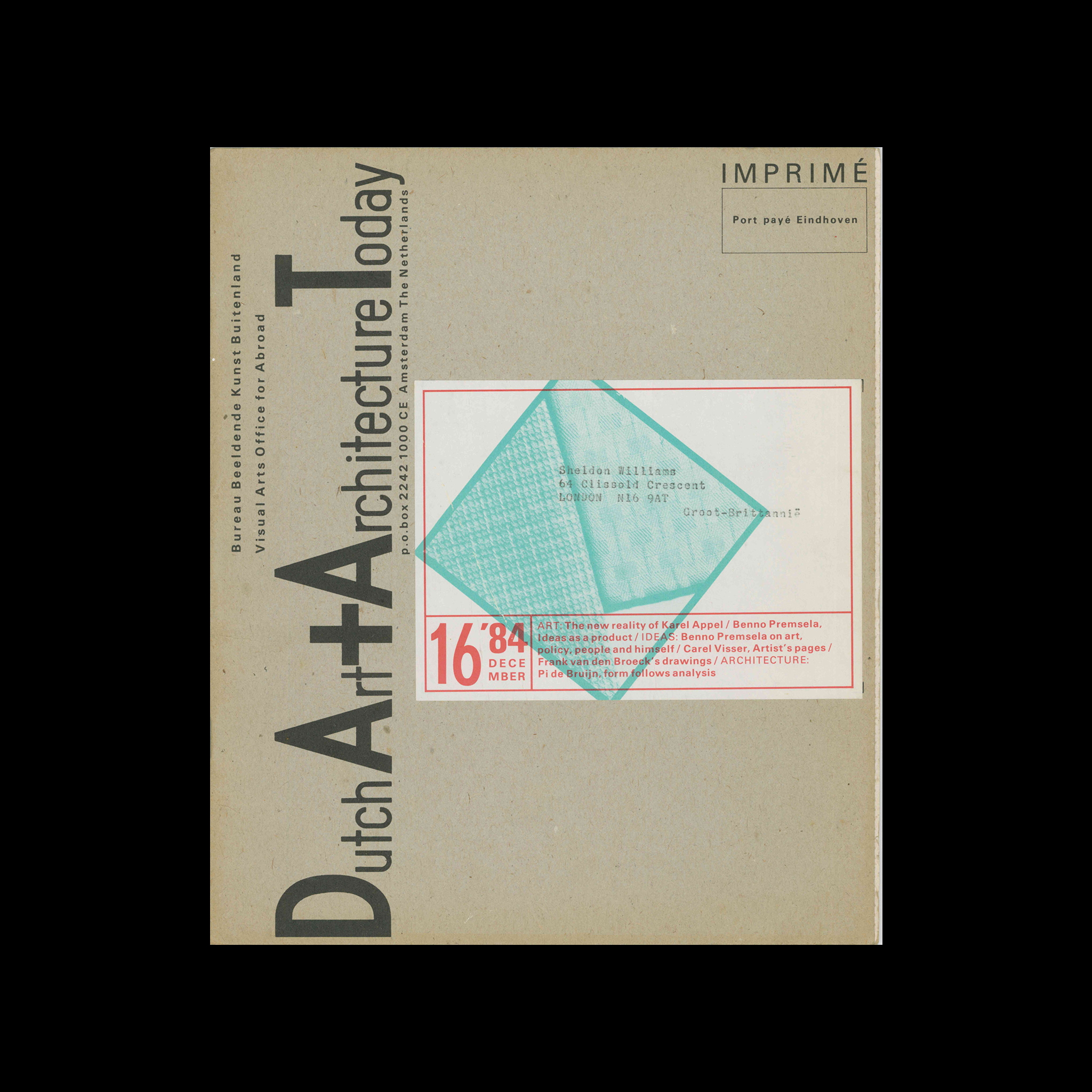 Dutch Art + Architecture Today 16, 1984. Designed by Jan van Toorn