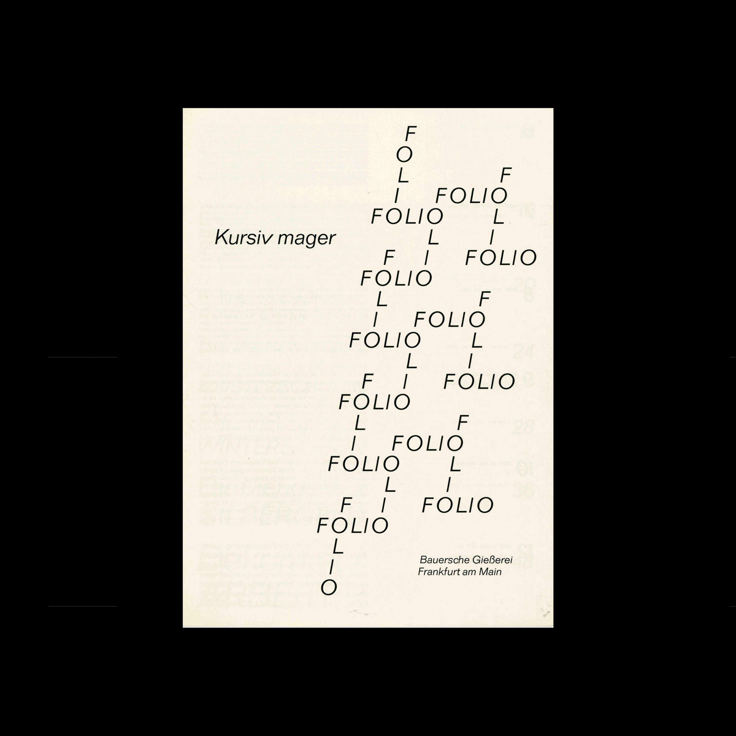 Die Folio, Bauersche Giesserei, Type Specimen, 1965 