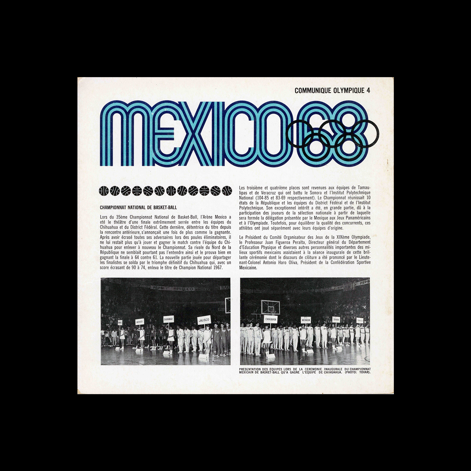 Mexico 1968, Communique Olympique 4, 1968. Designed by Lance Wyman