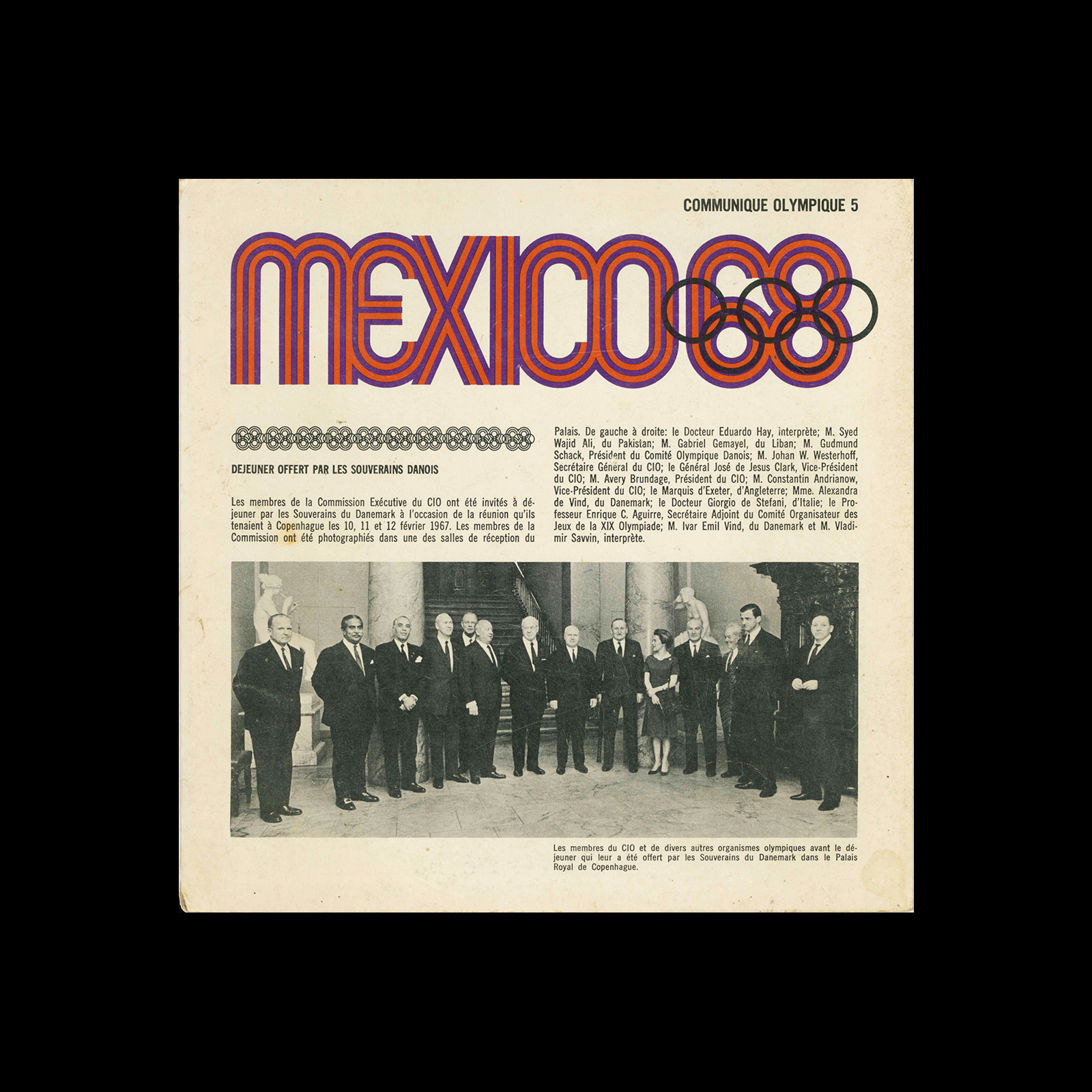Mexico 1968, Communique Olympique 5, 1968. Designed by Lance Wyman