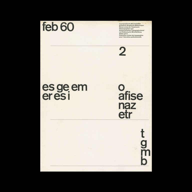 Typographische Monatsblätter, 2, 1960. Cover design by Yves Zimmermann