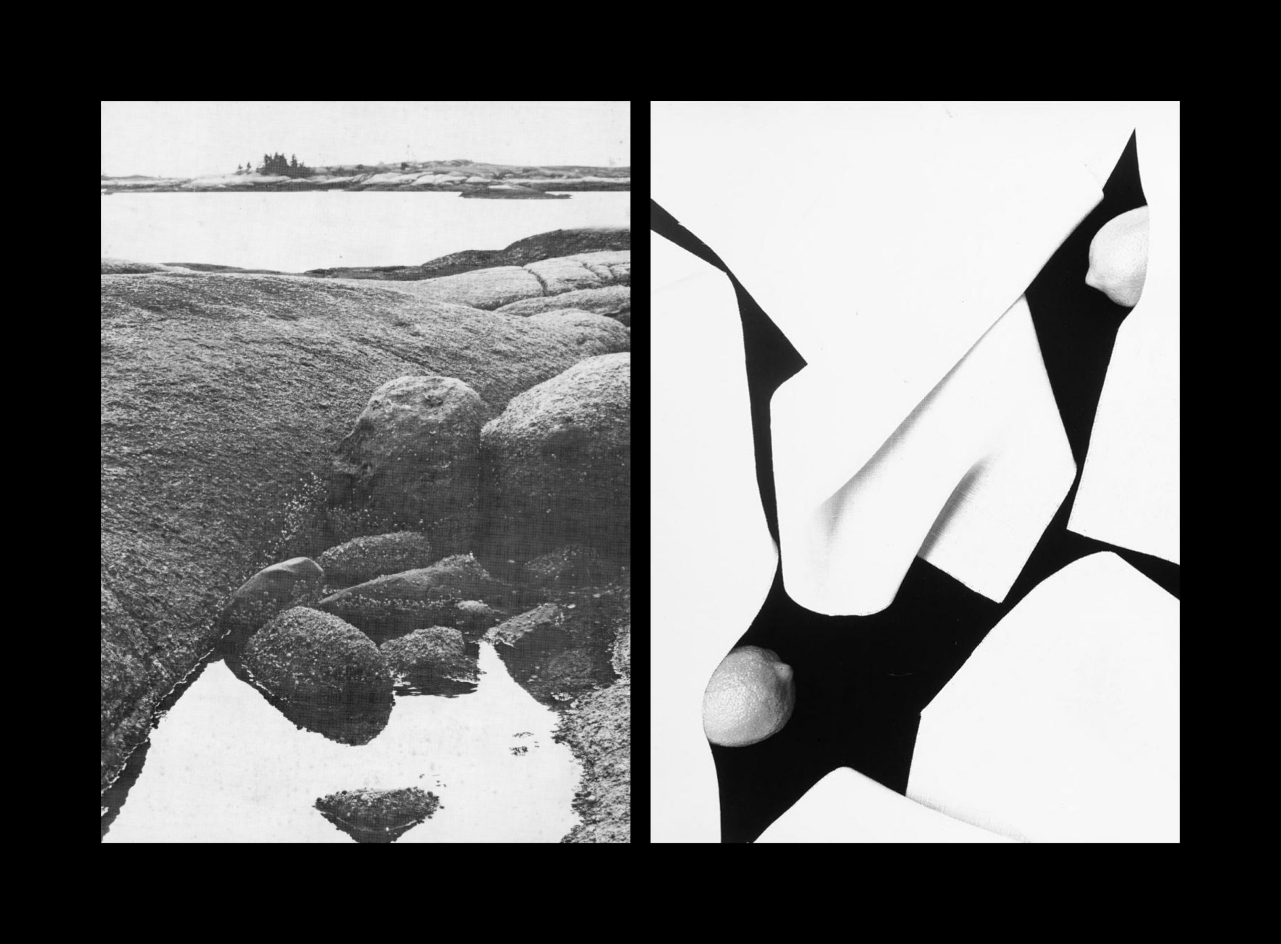 On the left: Herbert Matter, Lime, gelatin silver print. On the right: Herbert Matter, Large folded announcement card for Selected Photographs, 1979.