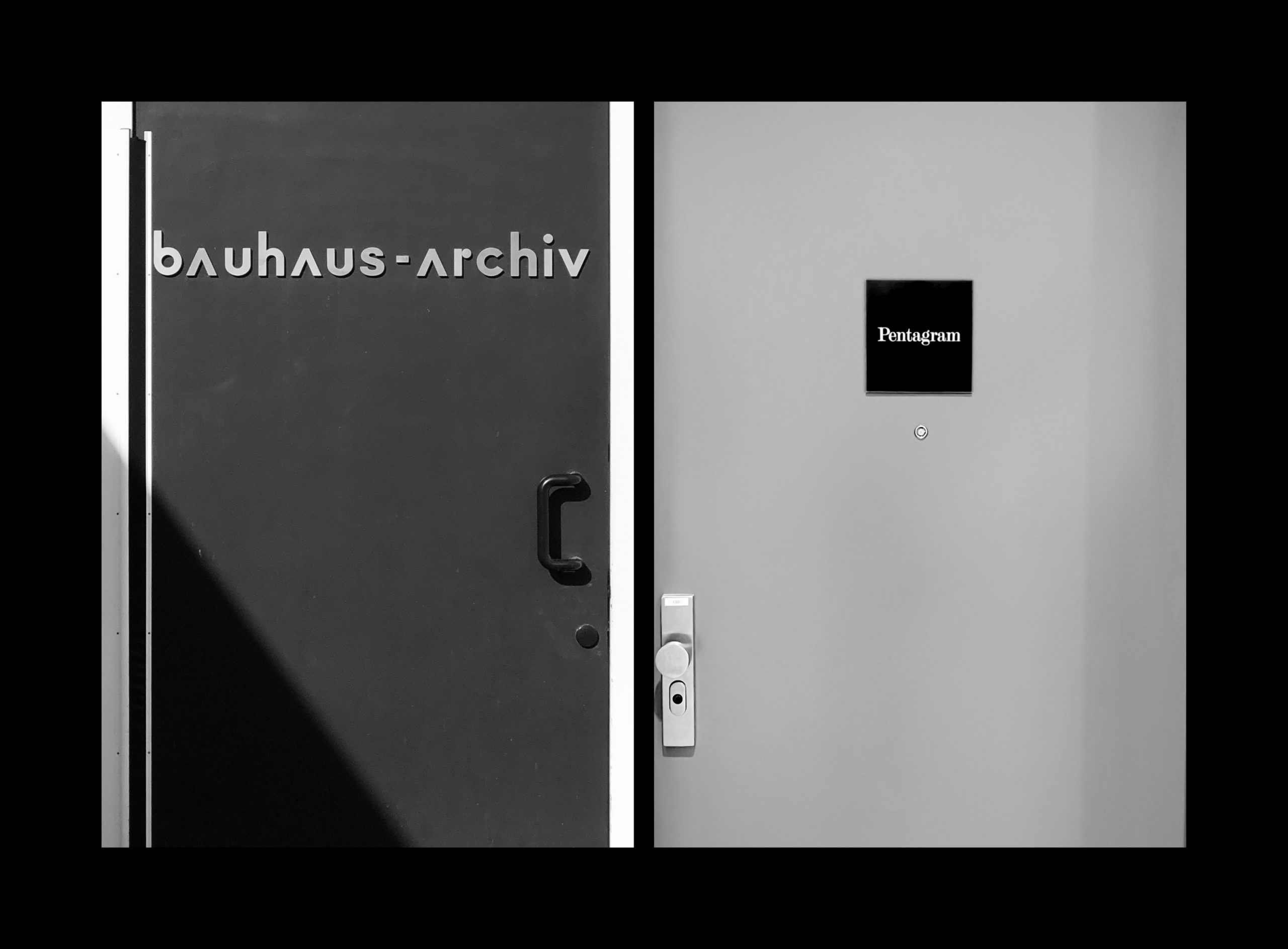 On the left: Bauhaus Archive (Bauhaus-Archiv Museum für Gestaltung Berlin), 2018. On the right: Pentagram Design Office (Berlin), 2022.