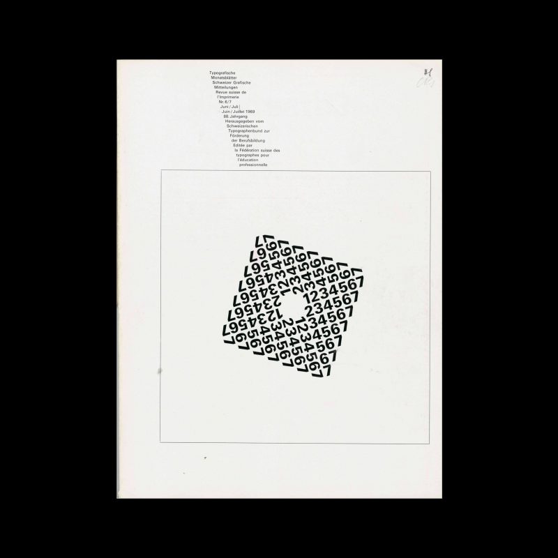 Typografische Monatsblätter, 6-7, 1969. Cover design by Theophil Stirnemann