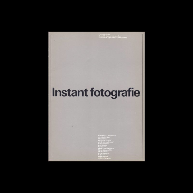 Instant Fotografie, Stedelijk Museum, Amsterdam, 1982 designed by Wim Crouwel