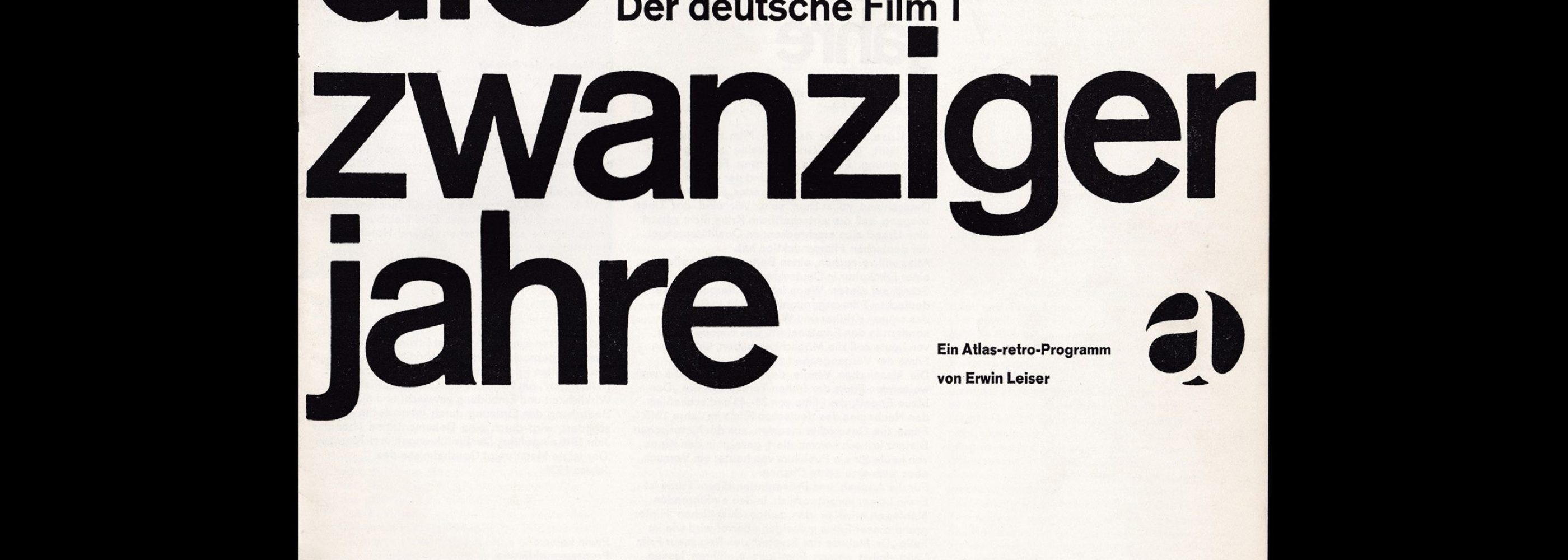 Atlas Filmheft 38 - Die zwanziger Jahre designed by Karl Oskar Blase