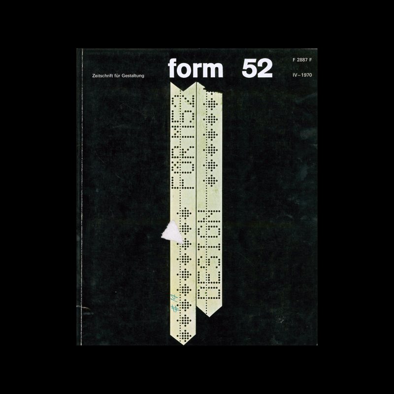 Form, Internationale Revue 52, 4, 1970. Designed by Karl Heinz Krug