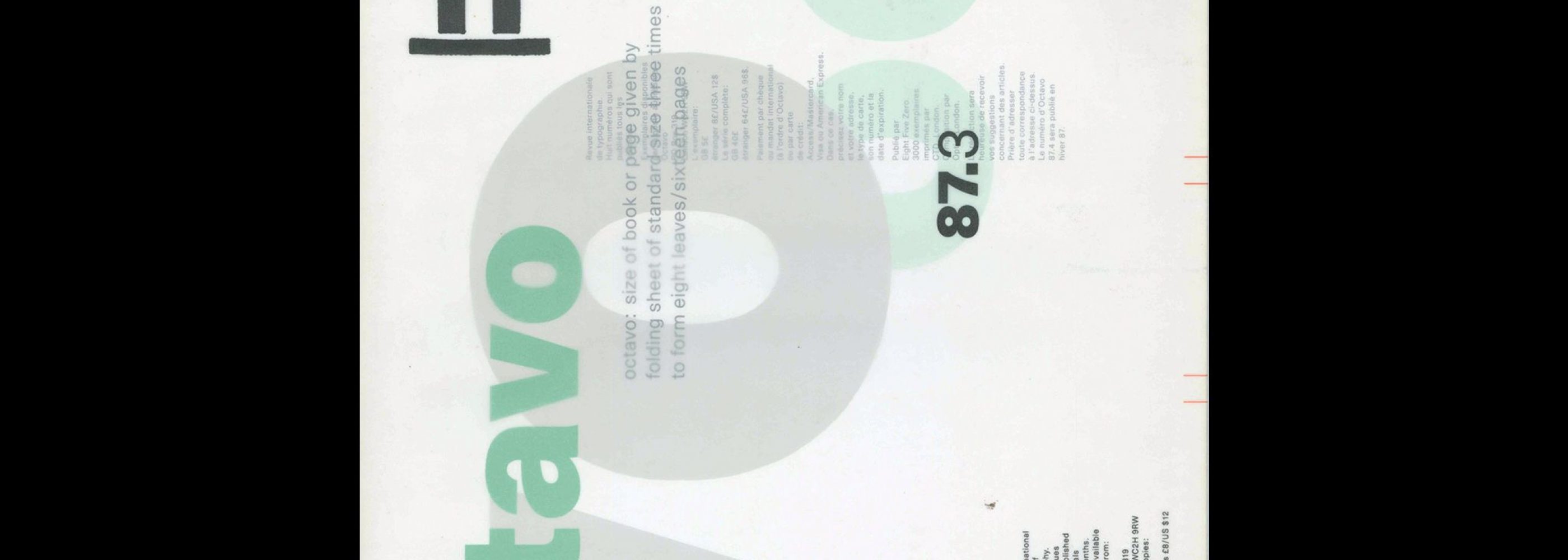Octavo Issue 87.3, 1987. Designed and edited by 8VO
