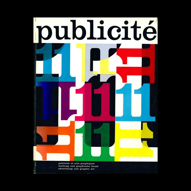 Publicité 11, Review of advertising and Graphic Art in Switzerland, 1961. Cover design by Pierre Monnerat