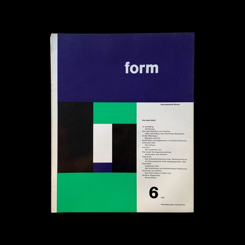 Form, Internationale Revue 6, 1959 Cover: Max Bill, Inners: Müller-Blase