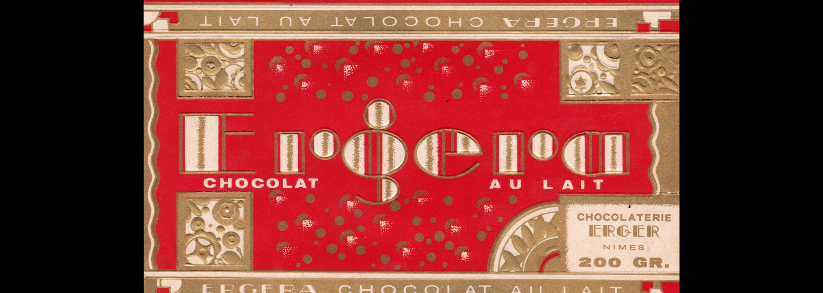 Ergera Chocolat Au Lait vintage chocolate label